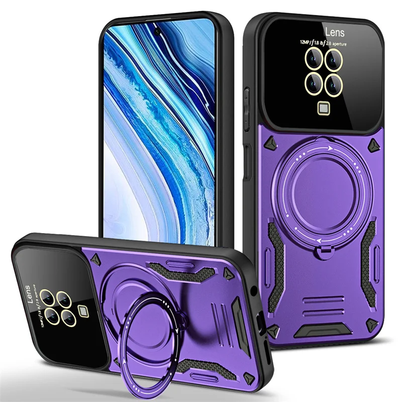 Xiaomi Redmi Note Case: Armor Magnetic Wireless Charging with Car Ring Holder Stand