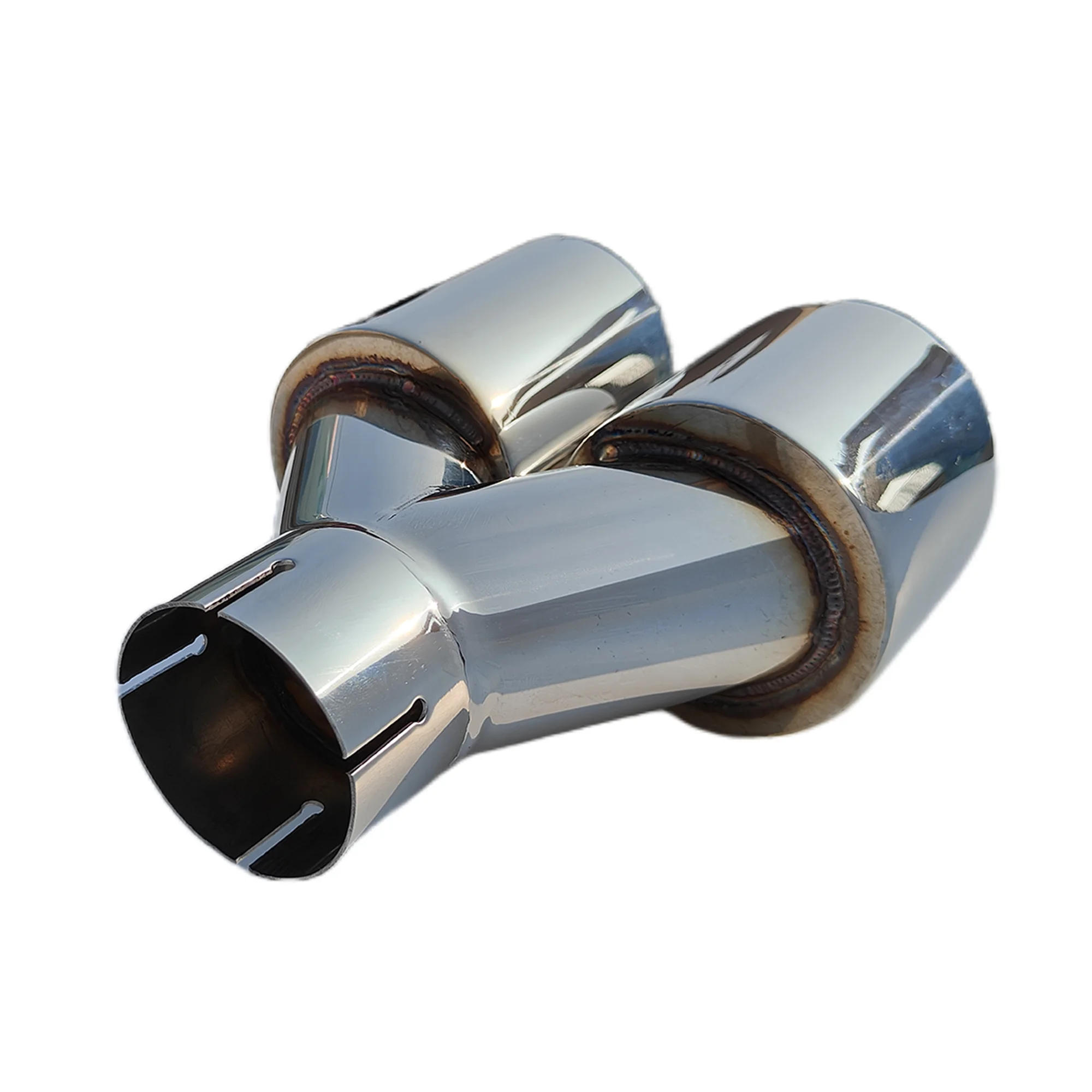 Universal Car Stainless Steel Tail Throat Silencer Length Y-Shaped Double Out Twill Glossy Exhaust Muffler Tip exhaust muffler tip exhaust pipe muffler car intake muffler 1 Pcs