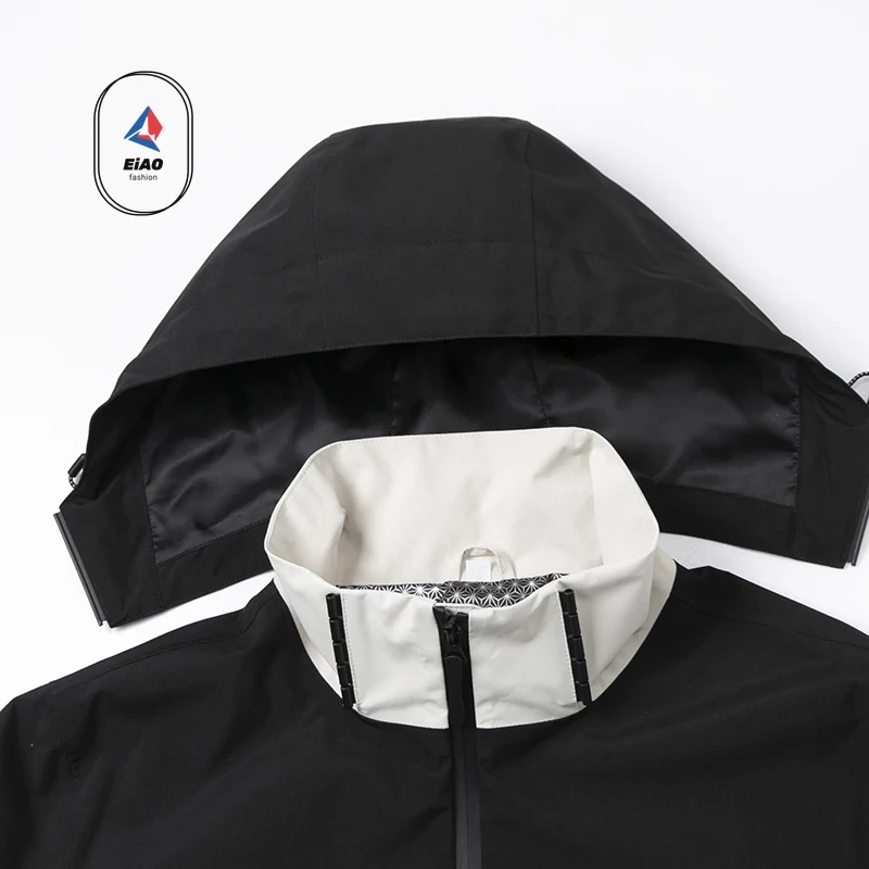 Spring  Autumn Men's Jacket Fashion Sports Windproof Waterproof Oil Proof Coat Outdoor Detachable Hat Zipper Pocket  Windbreaker