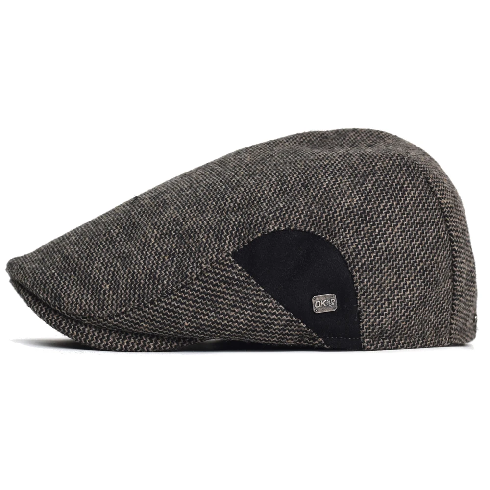 Zeitungsjunge Mütze Herren Winter Dicke Warme Vintage Casual Streifen Baskenmütze Gatsby Flacher Hut Schirmmütze Einstellbar – Detail 3