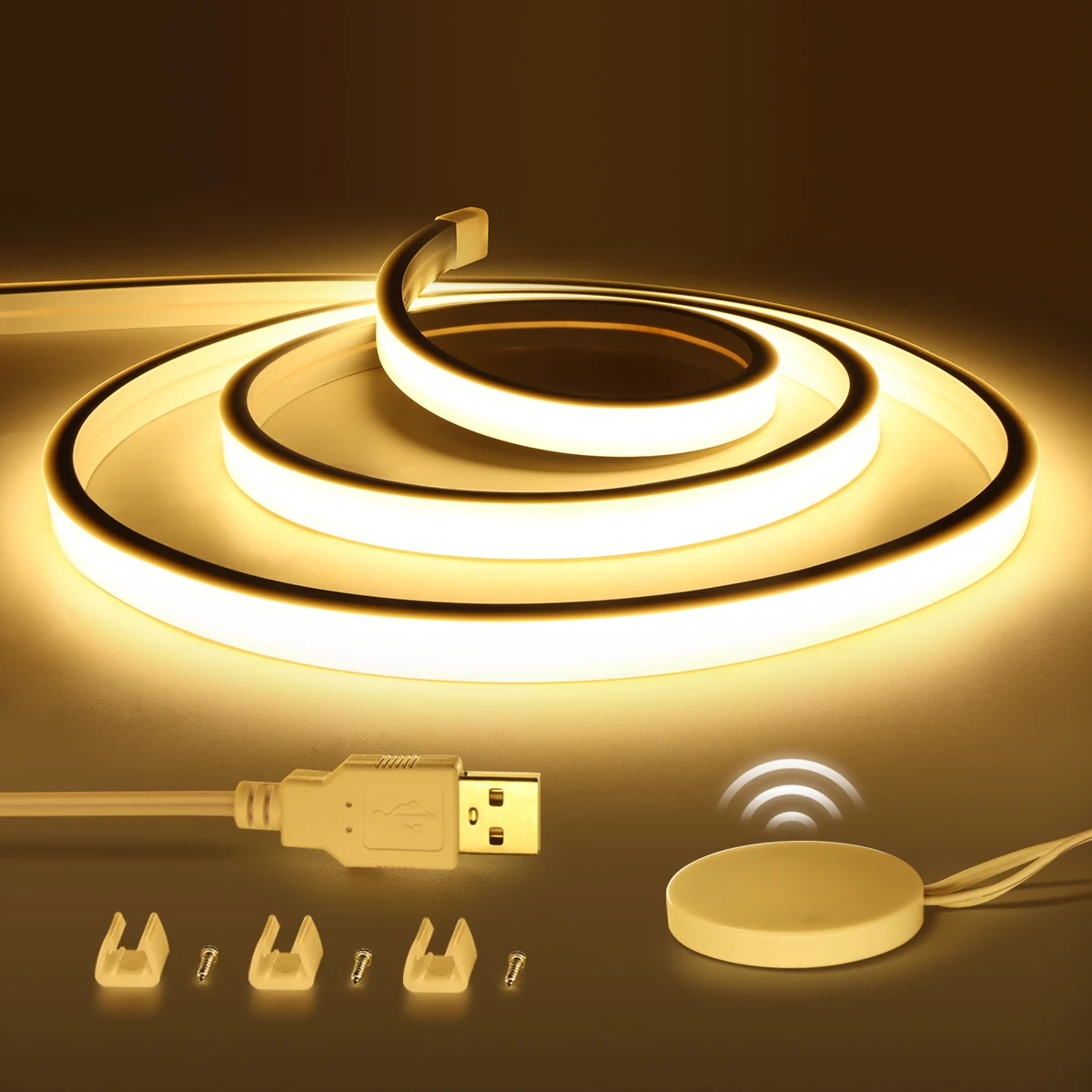 High Quality USB 5V LED COB Neon Strip Light Waterproof With Dimmable Hand Scan Touch Sensor Switch For Kitchen Cupboard Closet