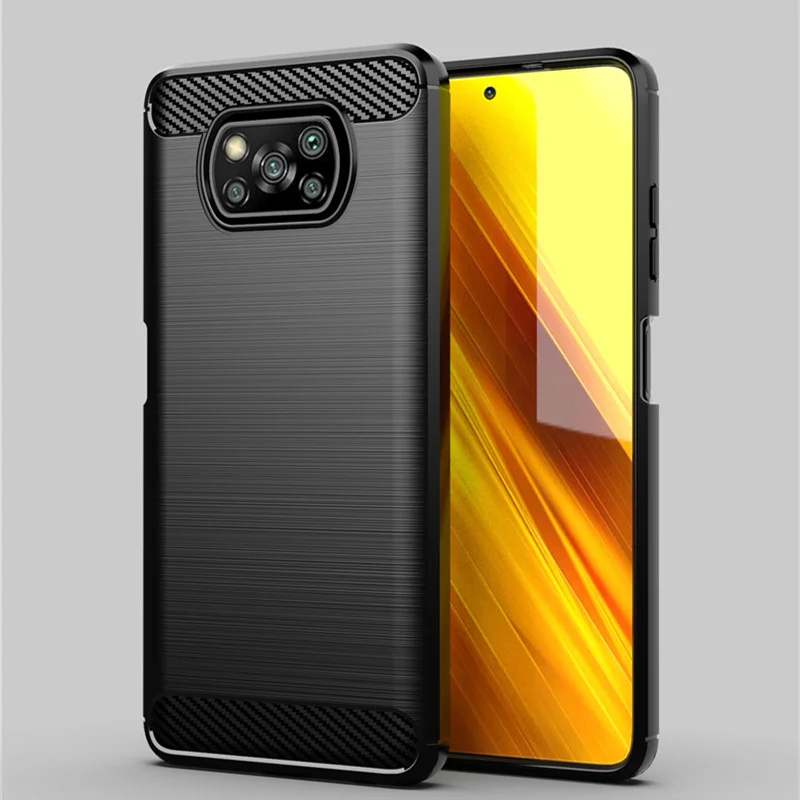 

For Xiaomi Poco F2 Pro M3 X3 K30 Pro Case For Poco M3 X3 Carbon Fiber Cover Soft Plain Silicone Case For Xiaomi Poco F2 Pro M3