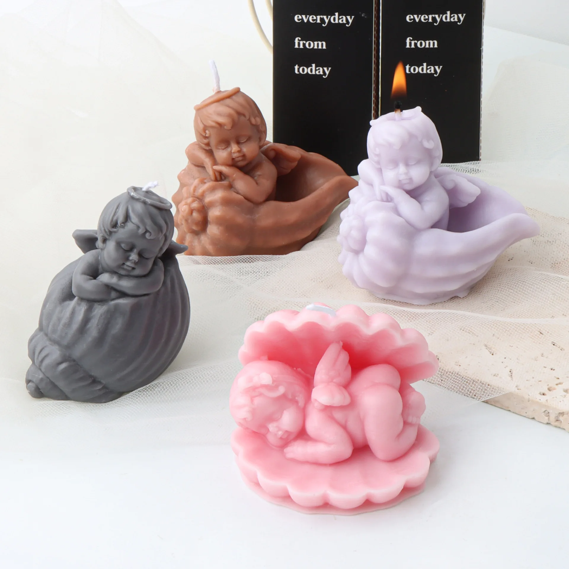 

Conch Baby Angel Candle Silicone Mold For Festive And Romantic Decoration Gypsum form Homemade Handicraft Gift Making Kitchen