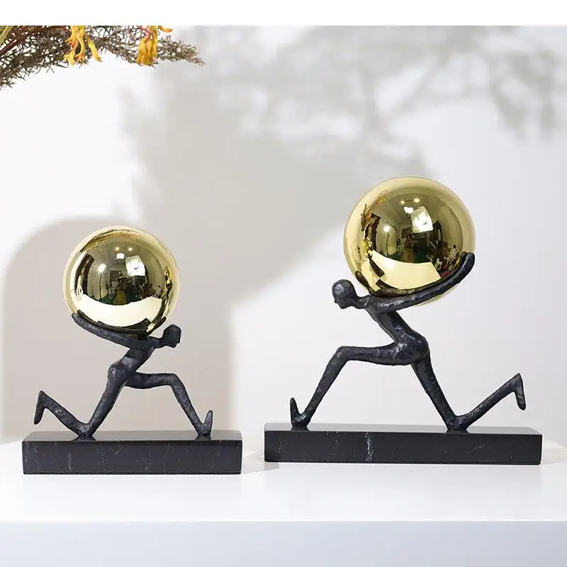 

Minimalism Crafts Heavy Burden Figures Statue Room Aesthetics Decor Ornaments Abstract Character Metal Sculpture Desk Decoration