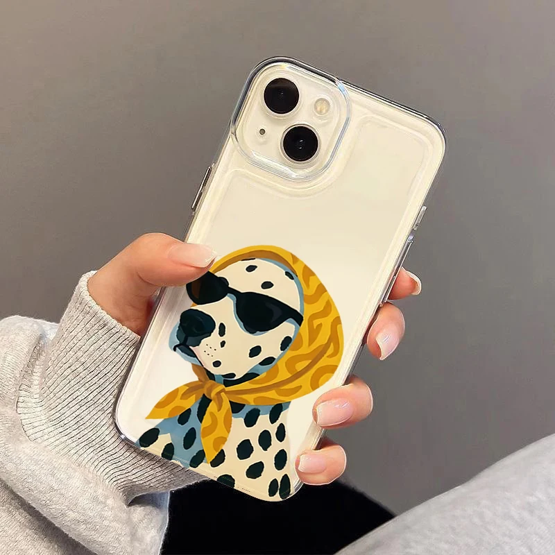 Cartoon Dalmatian Glasses & Scarf Design Phone Case