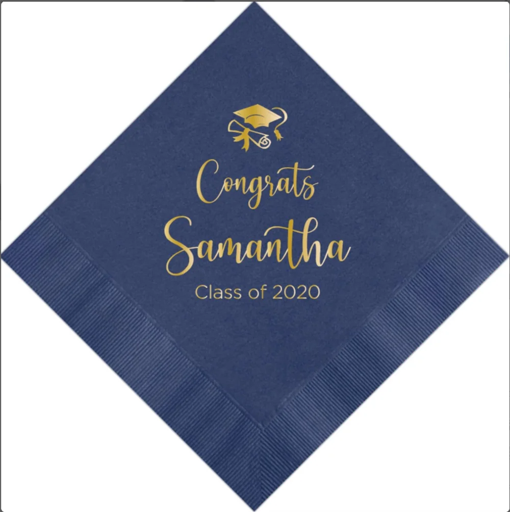 

50PCS Personalized Napkins Graduation Ceremony Party Printed Custom Napkins Cocktail Beverage Luncheon Dinner Guest Towels Sizes