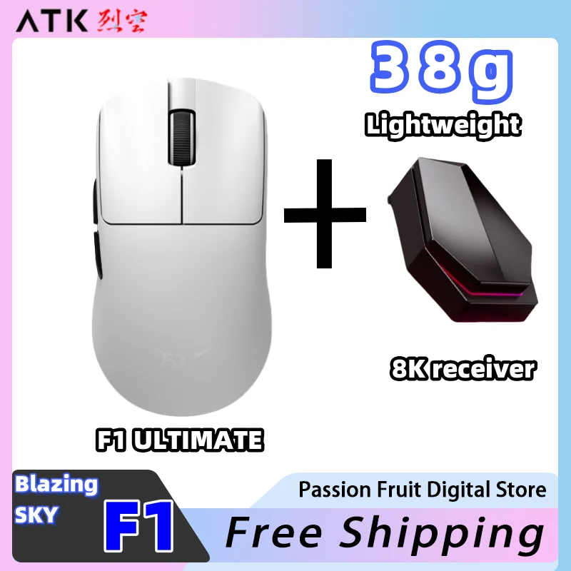 

Игровая мышь ATK Blazing Sky F1 PAW3950Ultra, с датчиком и низкой задержкой, в скандинавском стиле, 52840, 38 г, легкая мышь для ноутбука