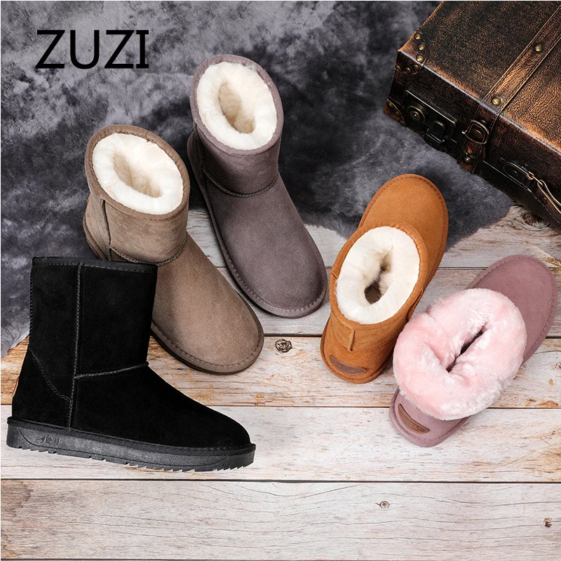 ZUZI-Botas de nieve de piel auténtica para Mujer, botines australianos de alta Botas cálidas de invierno, 2022 - AliExpress Calzado