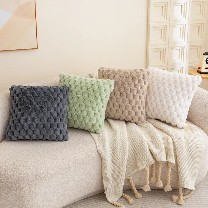 Pack of 2 artificial fur plush luxurious decorative throw pillow cover, for sofa, living room, and car interior（no pillowcore） ﻿ 3