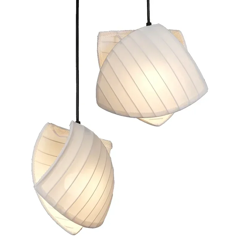 Nordic Shell Design Linen E27 Led Pendant Lights Wabi Sabi Sailboat Chandelier Dining Room Hang Lamp