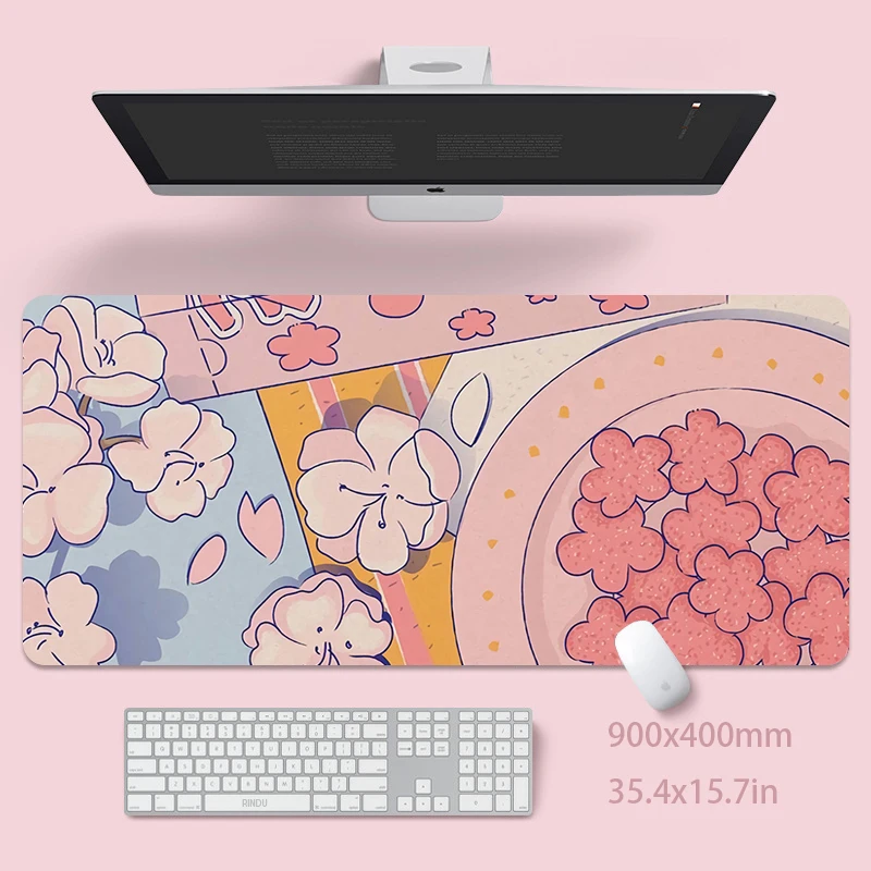 

Large Gaming Mousepads Cute Mouse Pad Computer Mousepad Girl Desk Mat 90x40cm Desk Pads For PC Keyboard Mats Pink Table Rug