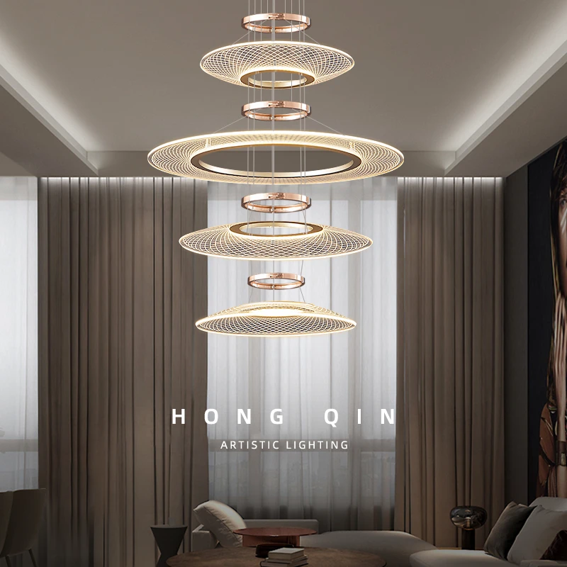 Living room Pendant Light Duplex Staircase Pendant Light Villa for Dining Table Hanging Lamp Living Room Chandelier 2