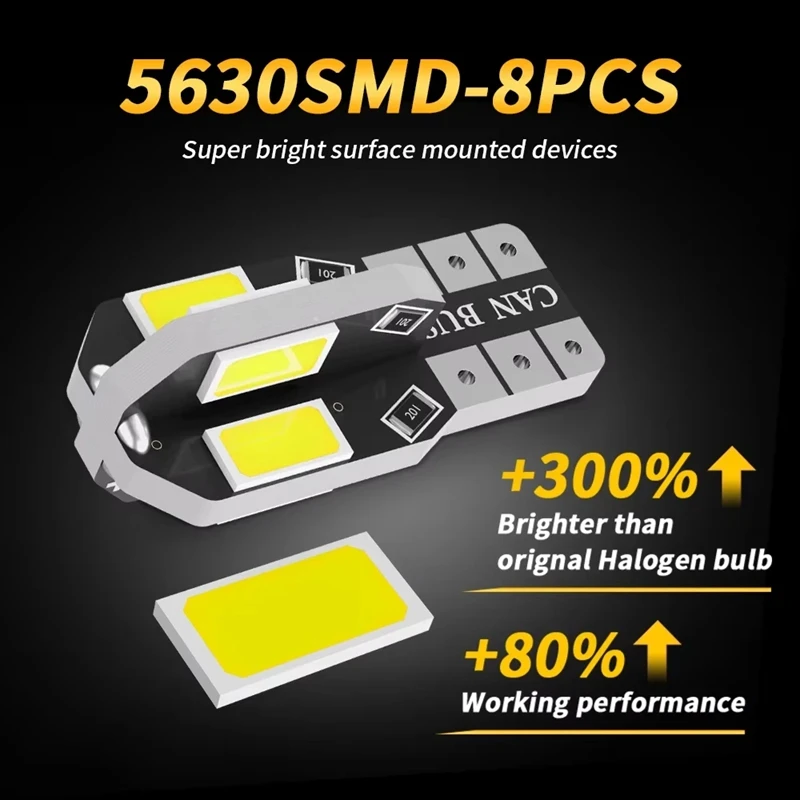 T10 Auto Led Glühbirne W5W LED Canbus Kein Fehler Super Helle Auto Innen Licht SMD Auto Birne Weiß Bernstein Rot Lesen Dome lampe – Detail 3
