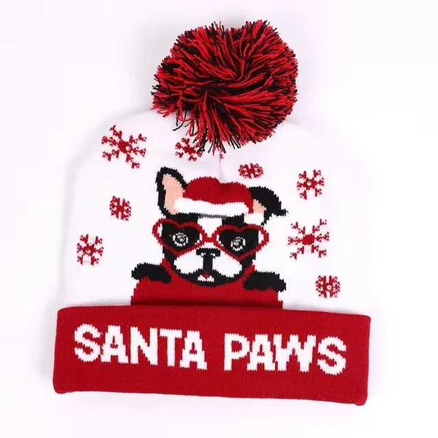 Festive Flashing LED Light-Up Christmas Hat - Snowman Winter Warm Knit Cap