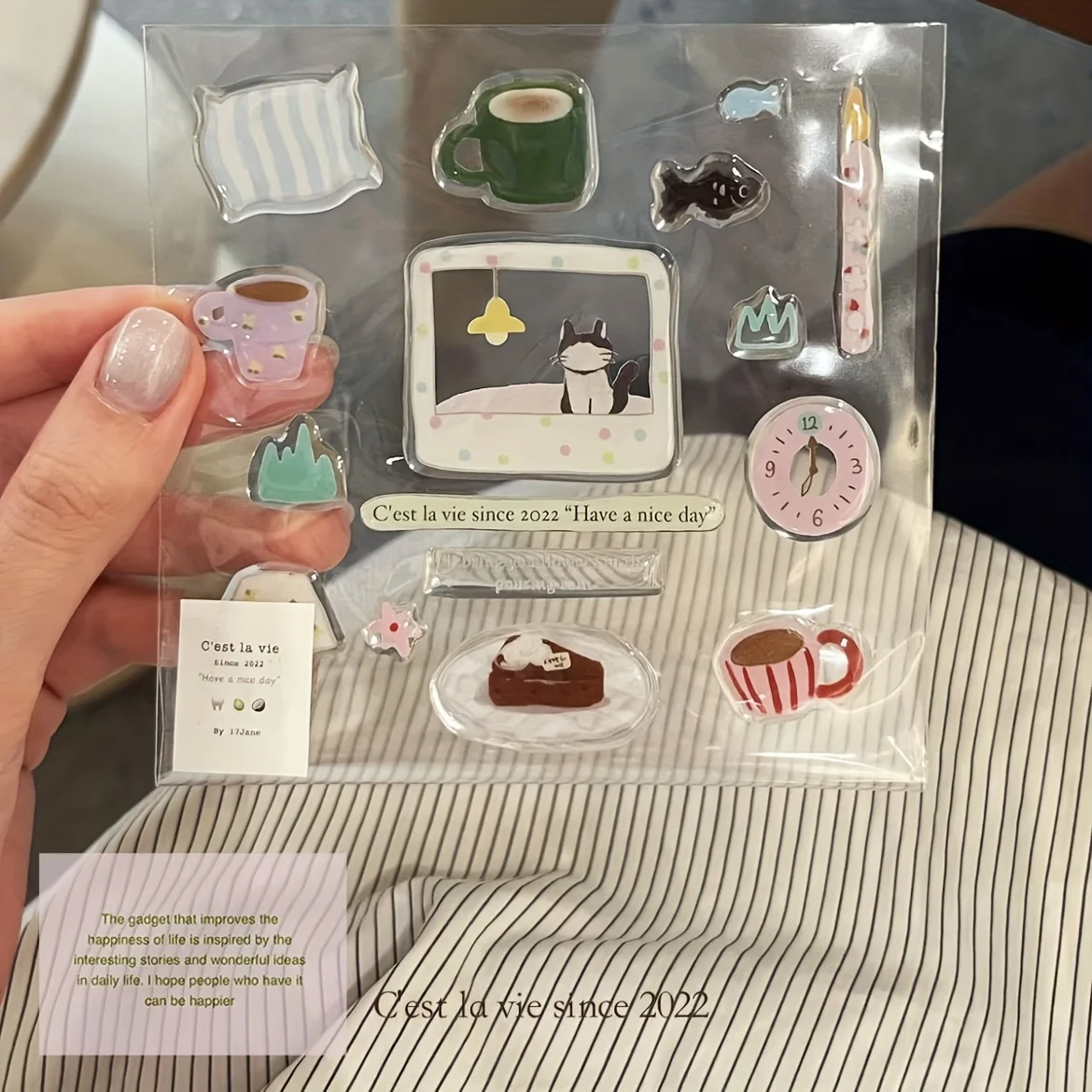 1pc Cute Cartoon Jelly Nail Stickers - Korean Style Ins-Inspired Illustration, Self-Adhesive Vinyl Decals with Flat Finish