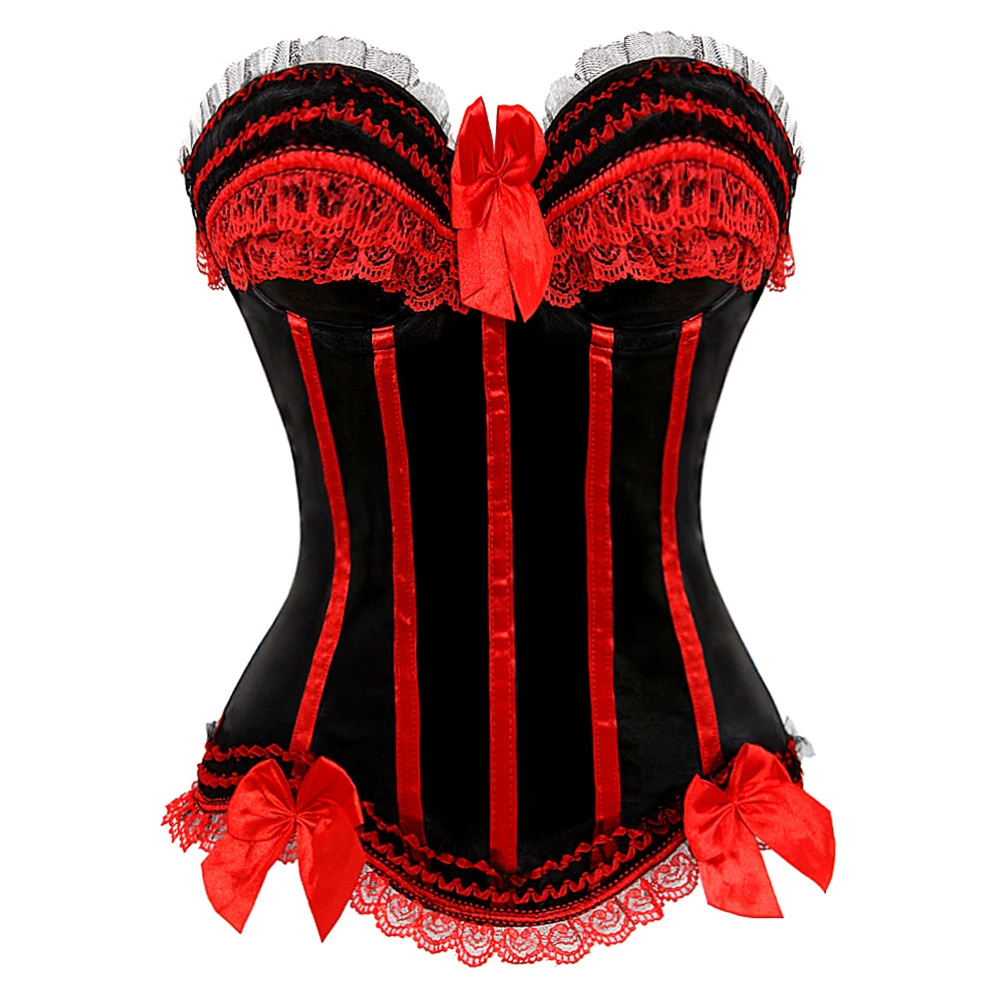 Sexy Pink Leopard & Lace Corset Bustier - Plus Size Gothic Floral Lingerie