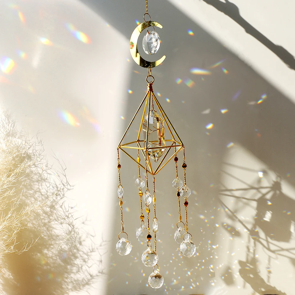 Large Suncatcher Crystal Rainbow Prism Glass Ball Wind Chimes Garden Window Fairy Sun Catcher Home Decor Ornaments Wall Gift Sun Catcher Crystal Pendant Sun Catchers Window Ornament