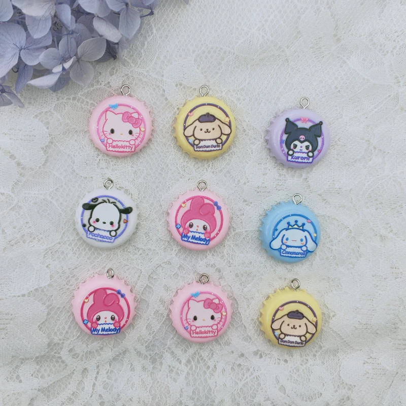 10PCS Cartoon Resin Animal Pendant Cute Bottle Cap Pendant DIY Make Keychain Earrings Necklace Jewelry Charm Accessories
