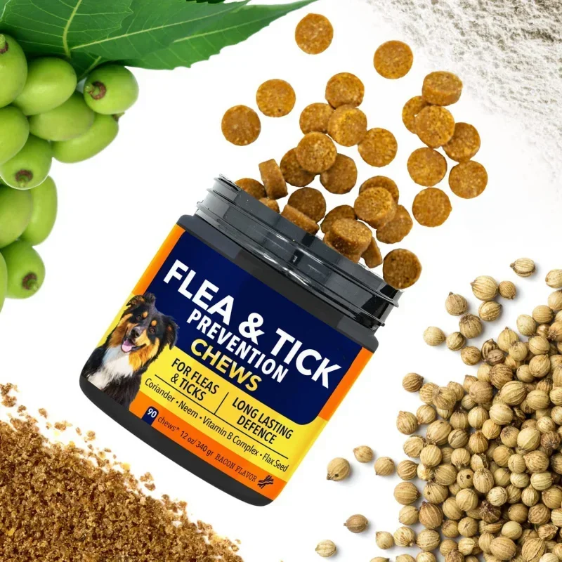 Dog Flea And Tick Repellent Chewable Tablets for The Dog Over 25lbs Contains Flaxseed And Vitamin Complex dog flea and tick tablets