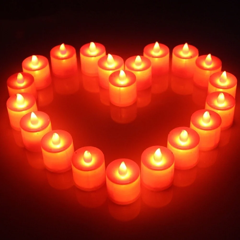 

24 PCS Lamps Red Lights Banquet Ornament Wedding Party Decorations Taper Candles LED