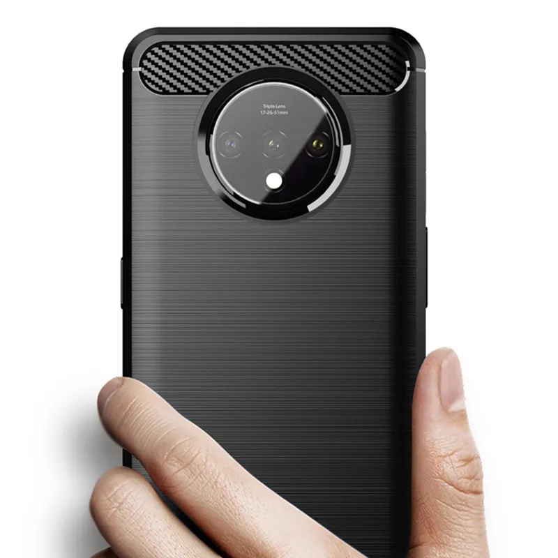 Brushed Texture Case For 1+7t Oneplus 7T Silicone Cases for Oneplus7t One Plus 7T Luxury Carbon Fiber Soft TPU Phone Cover 2