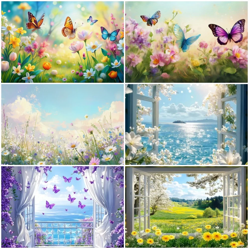 Wedding Flower Wall Theme Party Decoration Backdrop Balloon Flower Sky Photography Background Outdoor Sport Banner Supplies Prop