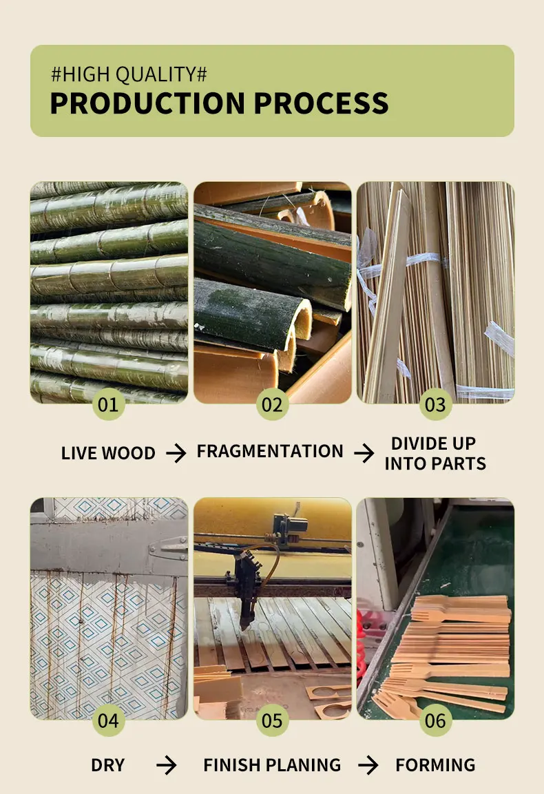 50/100PCS Natural Disposable Bamboo Tableware Set – Eco-Friendly Biodegradable Forks, S... - SKU BCS12297 - UGI Packaging