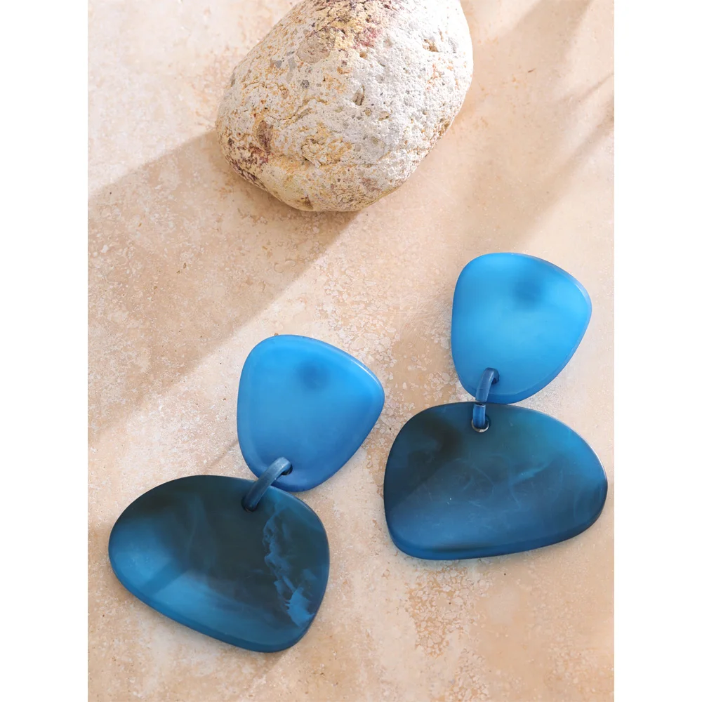 Yhpup Blue Red Acrylic Geometric Drop Dangle Fashion Earrings for Women