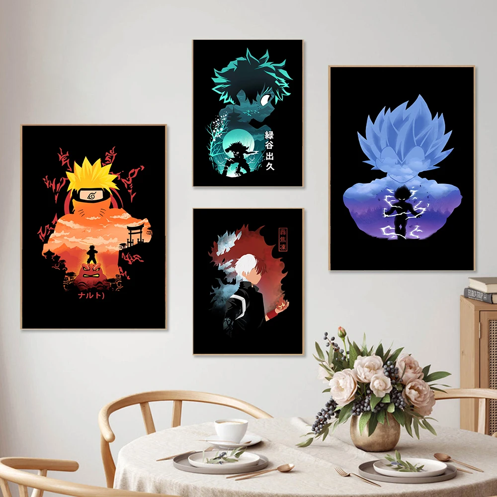 

Modern Anime Posters Abstract Style Dragon Ball Canvas Painting Naruto My Hero Academia Prints Wall Art Living Room Home Decor