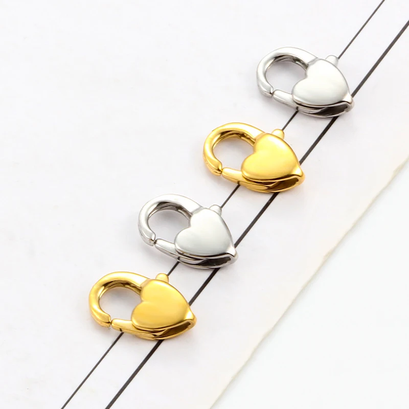 

10pcs/lot Stainless Steel 12mm Heart Lobster Clasp Hooks for DIY Jewelry Finding Making Crafts Materials