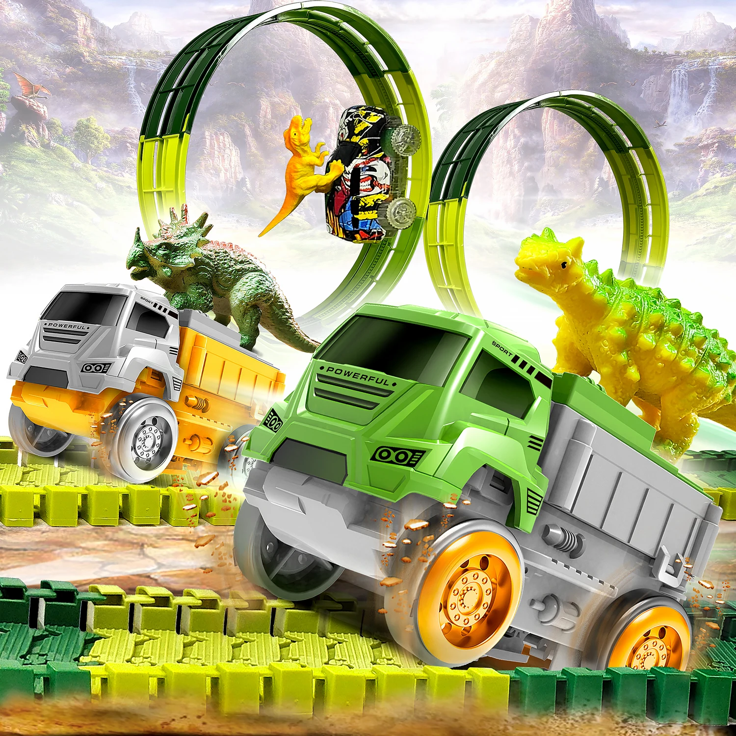 Dinosaur Toys Magic Climbing electric dinosaur car Track Railway Toy Bend Flexible Race Track High Quality Toy For Kid 2