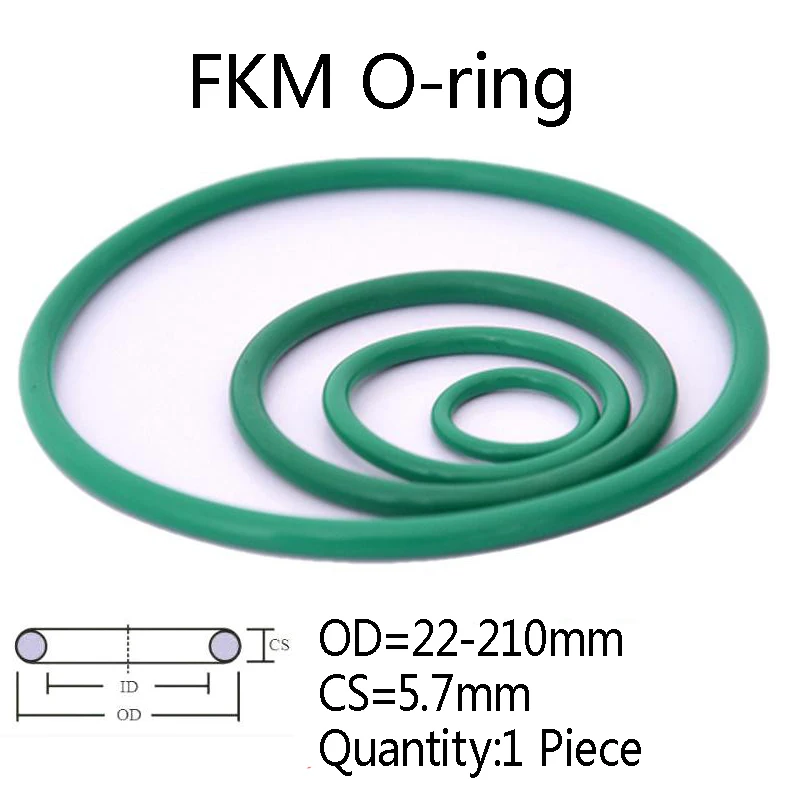 1piece Green FKM O Ring CS 5.7mm OD 22210mm Fluorine Rubber ORing