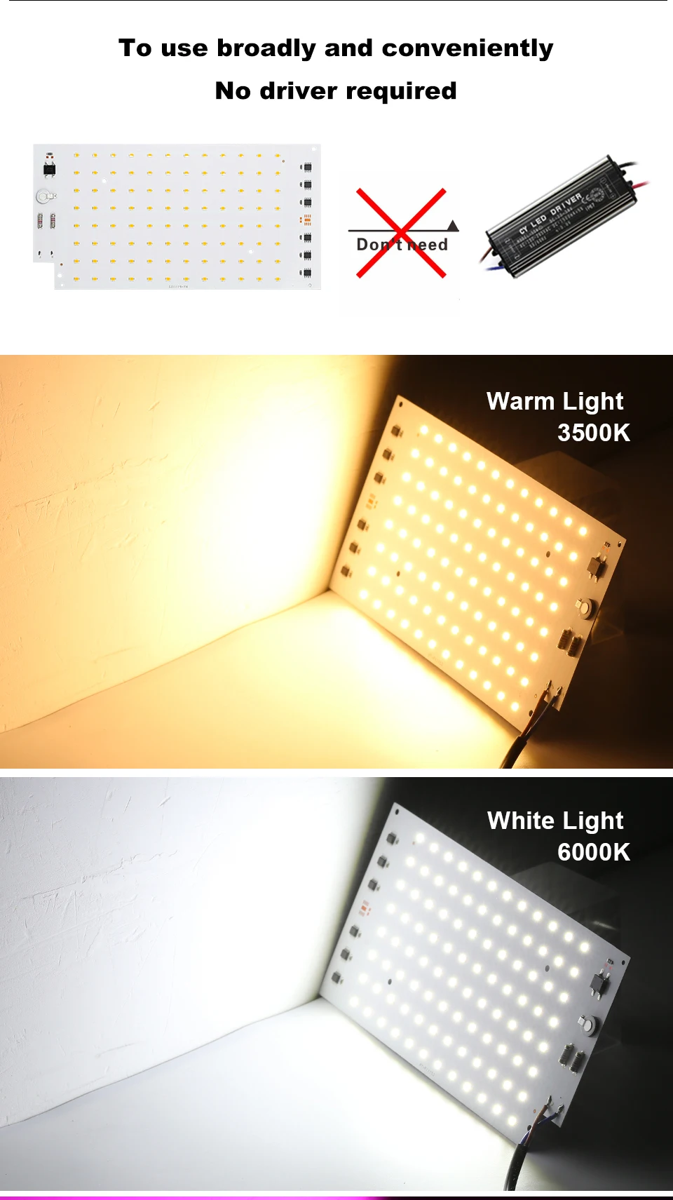 Description Picture 4 of item2pcs/lot 100W LED Flood Light Chip SMD 2835 Outdoor Floodlight AC 220V-240V For LED Street Lamp Landscape Lighting
