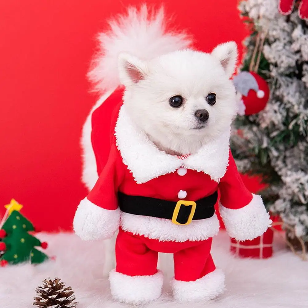 Christmas Costume For Dog Clothes Santa Claus Outfit Pet Dress Up Jumpsuit Cosplay Clothes Cute Festival Winter Dog Clothes view 3