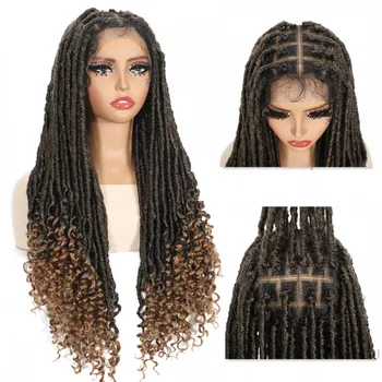 Full Lace Synthetic Wig for Women Long Dreadlock Wig with Baby Hair Color T4/27 Knotless Lace Wig for Black Women Daily Use