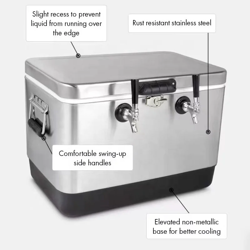 Hot Selling Single 304 Stainless Steel 50L Three Taps Model Beer Cooling Box