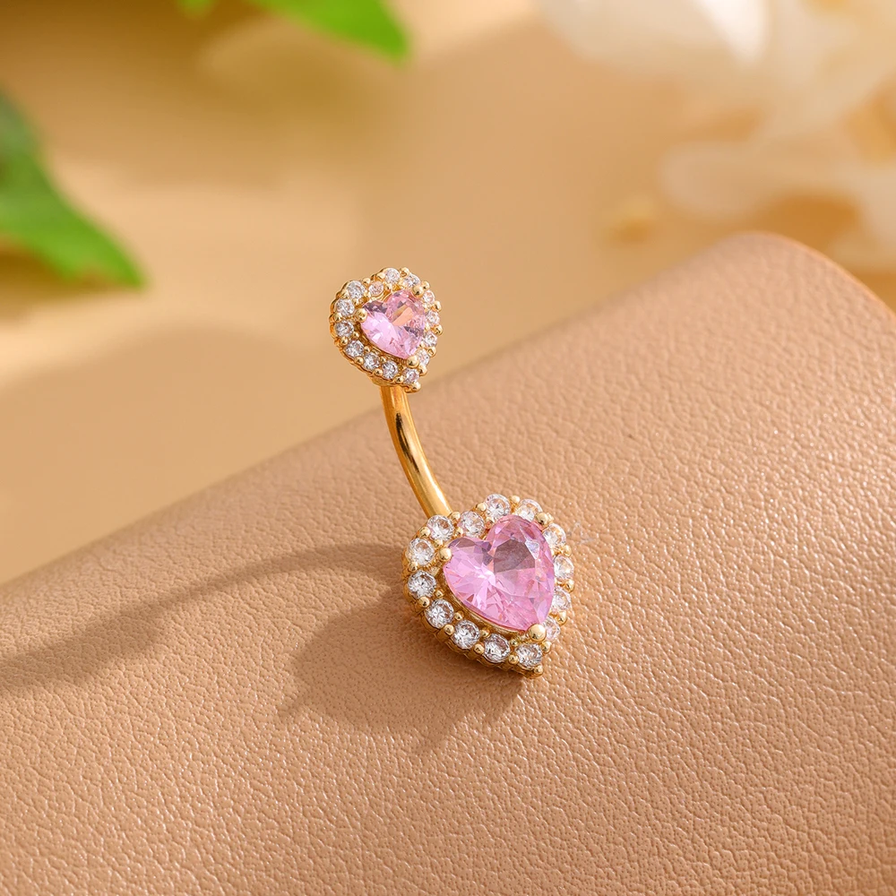 Belly Button Ring Butterfly-bow Dangled Navel Ring Piercing 14G Flower Heart Crystal CZs For Women Stainless Steel Belly Jewelry