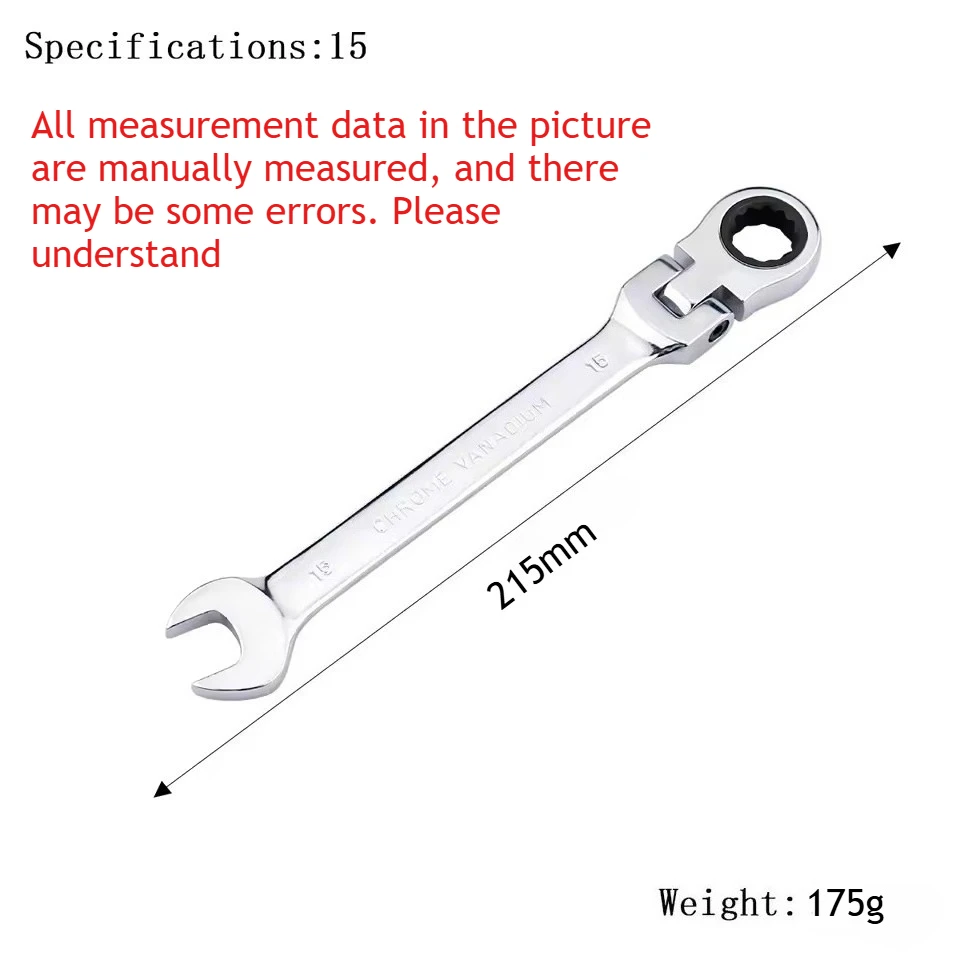 Universal 72-Tooth Flexible Pivoting Head Ratchet Wrench, Metric Manual Tool