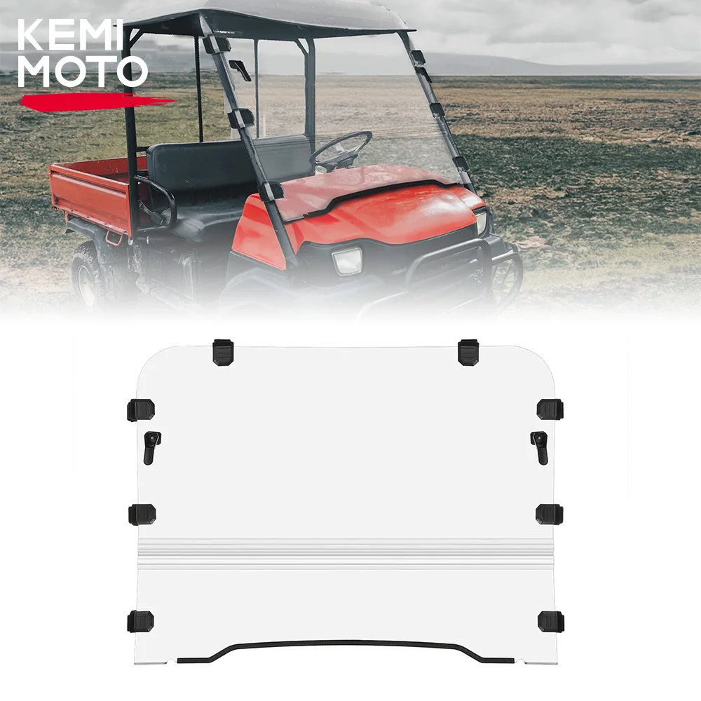 

KEMIMOTO UTV Fold Up Front Windshield Compatible with Kawasaki Mule 3010 2003-2009 Mule 3000 2005-2013 Full Clear Windscreen