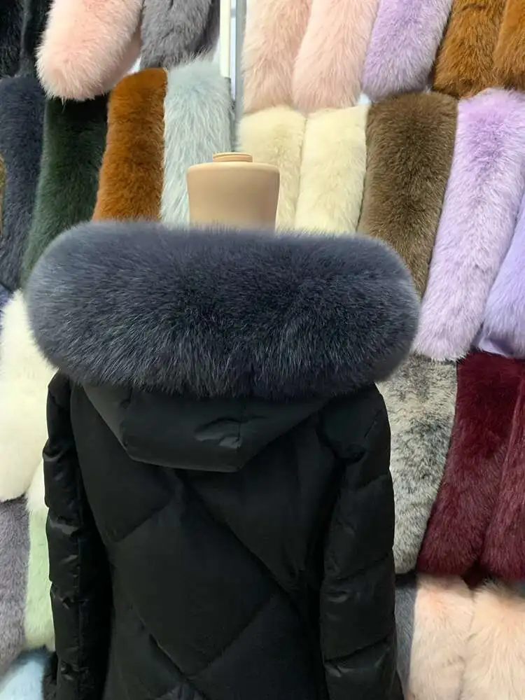 Echt Fox Pelz Kragen Frauen Winter Natürliche Pelz Schal Schals Für Damen Männer Luxus Warme Flauschigen Fell Kapuze Trim Dekore Für Mantel Jacke – Detail 6