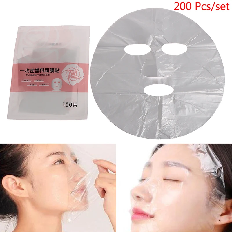 

200pcs Plastic Film Skin Care Full Face Cleaner Mask Paper Natural Disposable Plastic Paper Masks Facial Beauty Healthy Tool