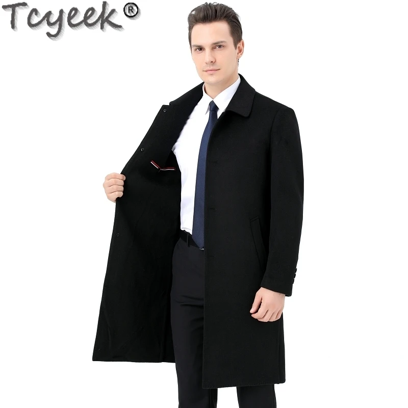 Tcyek 남성용 90% 캐시미어 재킷, 양모 코트, 양면 캐시미어 재킷, 남성 의류, 패션, 가을, 겨울