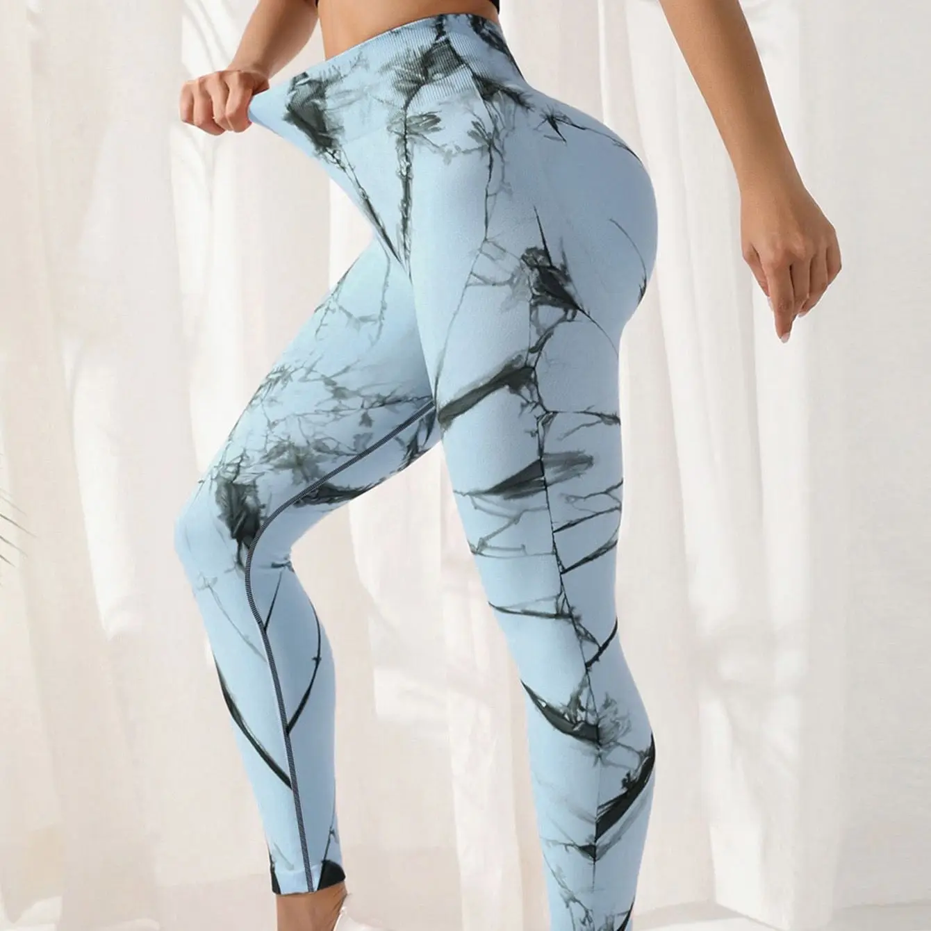 Tie Dye Sport Fitness Leggings Donna Vita Alta Peach Hip Lift Leggings Senza Cuciture Jacquard Yoga Pants Abbigliamento Da Palestra 2023 Nuovo