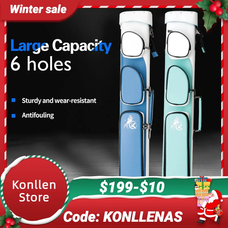 Konllen King Biliardo 6 Fori Custodia Rigida Per Stecca 2 Butts 4 Aste 6 Colori Borsa Oxford Carry Robusta Custodia Resistente All'Usura