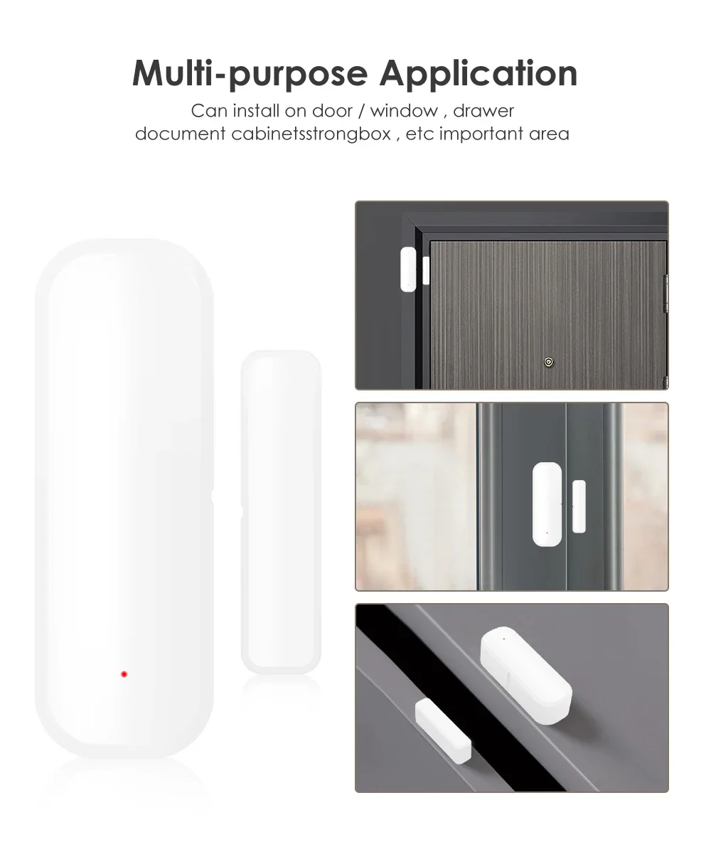 Tuya Zigbee 3.0 Door Window Sensor Home Security Door Open Contact Sensor APP Real-time Alert works with Alexa Google Assistant