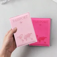 Couverture de passeport en cuir PU pour hommes et femmes, organisateur, porte-carte de protection, couvertures de documents d'identité, carte du monde, étui de passeport de voyage 1