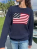 Women American Retro Sweater Long Sleeve Crew Neck Loose Fit Knit Pullover Tops Y2k Casual Loose Pullover Sweater 1