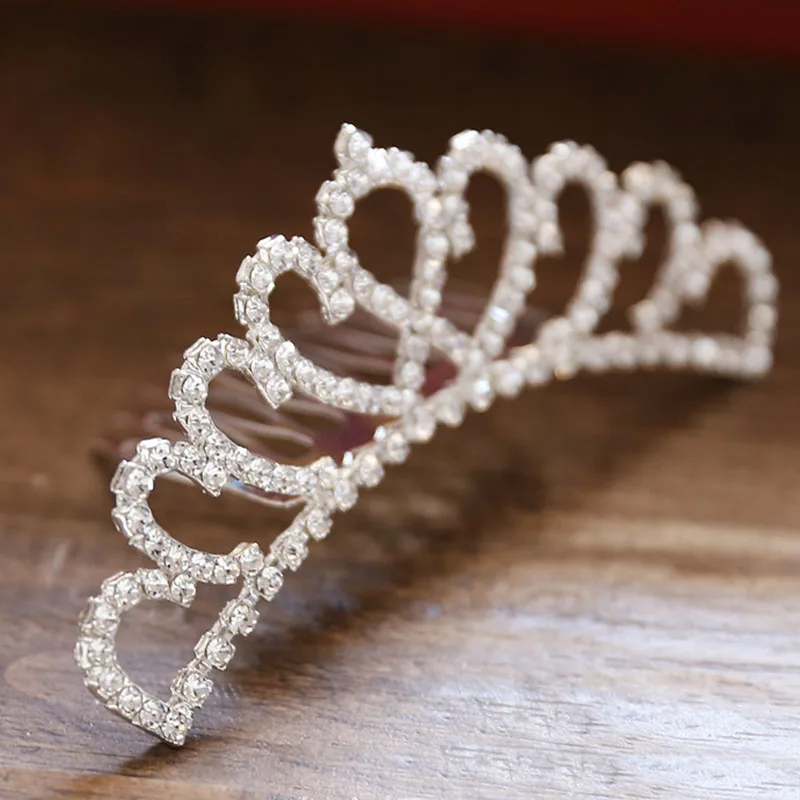 Princess Crown Wedding Hair Accessories Rhinestone Insert Hairpin For Girls Elegant Silver Color Prom Tiaras Bridal Hair Jewelry hair accessory jewelry accessories bridal headwear hair band crown