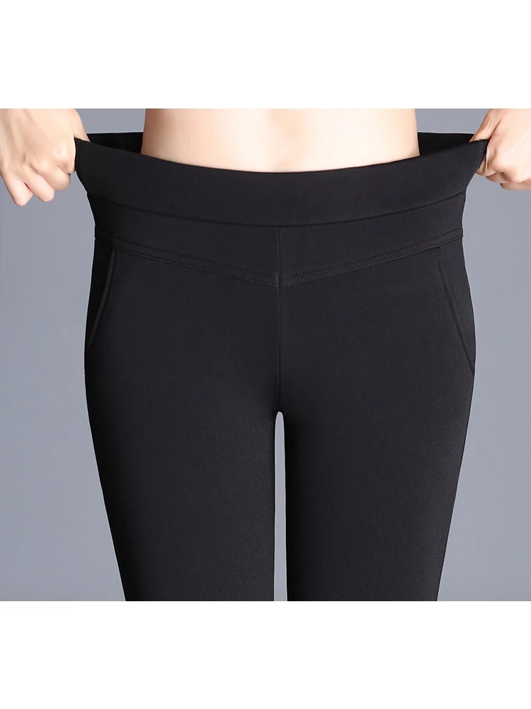Women High Waist Flare Pants Korean Fashion Vintage Office Lady Elegant Suit Pants Casual Female Stretch Long Straight Trousers