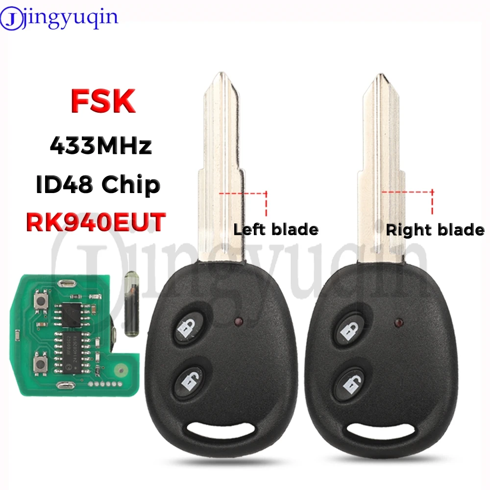 jingyuqin RK940EUT 433MHz FSK ID48 Chip Remote Car Key For Chevrolet Aveo Daewoo Spark Matiz 2 Buttons Key Control Fob